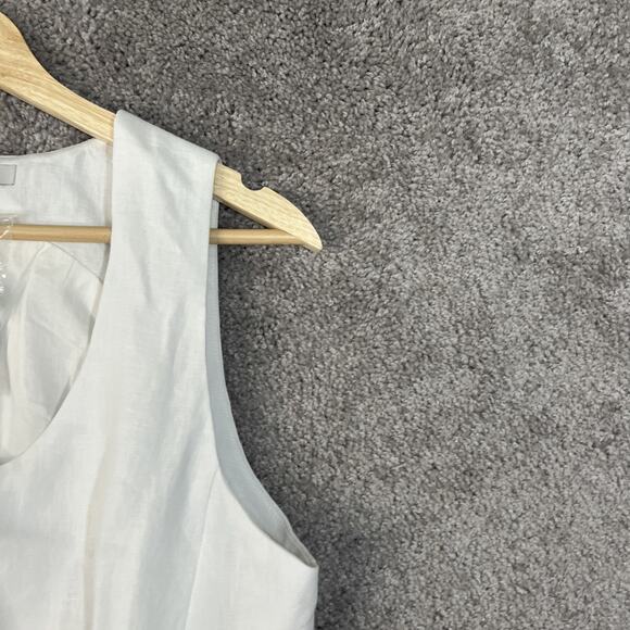 Madewell Womens Linen Vest Size 14 White Button Front Cut Away Tailored Lined - Picture 3 of 10